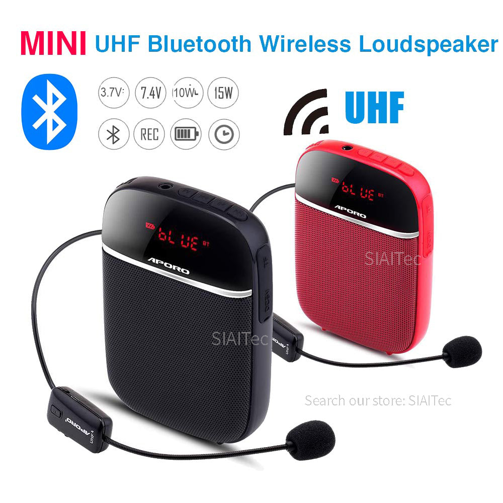 T2 10W Mini Wireless UHF Speaker, Bluetooth loudspeaker with UHF Microphone and FM Radio