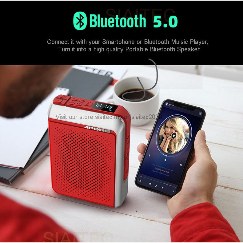 T18 Bluetooth 30W Portable Microphone Speaker, Loudspeaker with Wired and FM Radio Wireless Microphone