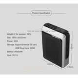 T18 2.4G Wireless 30W Portable Microphone Speaker, Bluetooth Voice Amplifier with 2.4G Wireless Microphone
